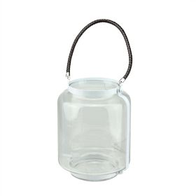 18" Clear Glass Hurricane Pillar Candle Lantern with White Metal Frame (Brand: Visit the Northlight Store)